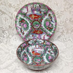 Qianlong and Yongzheng Handpainted Famille Rose Medallion Bowl and Plate Set