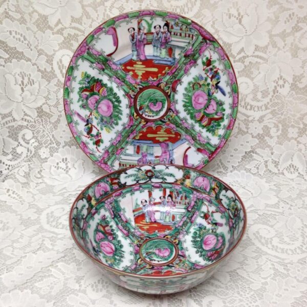 Qianlong and Yongzheng Handpainted Famille Rose Medallion Bowl and Plate Set