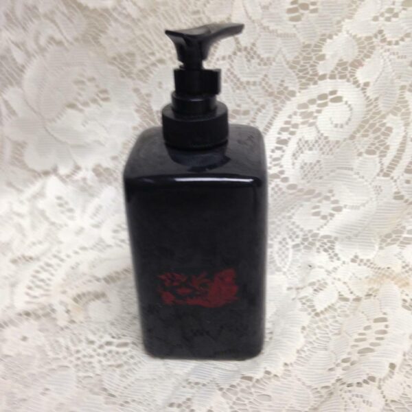 Blue Willow Black Red Willow Soap-Lotion Dispenser 6.5in x 2.5in