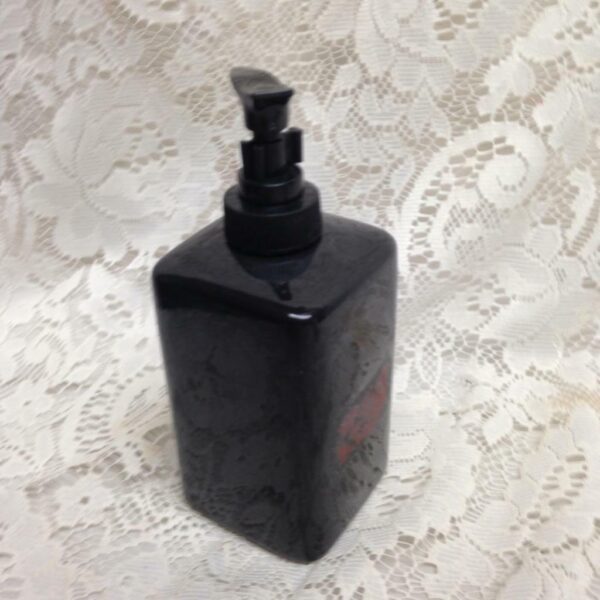 Blue Willow Black Red Willow Soap-Lotion Dispenser 6.5in x 2.5in