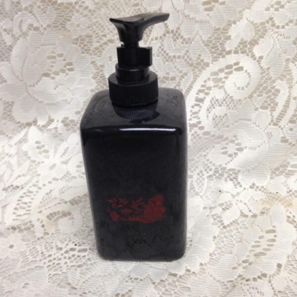 Blue Willow Black Red Willow Soap-Lotion Dispenser 6.5in x 2.5in