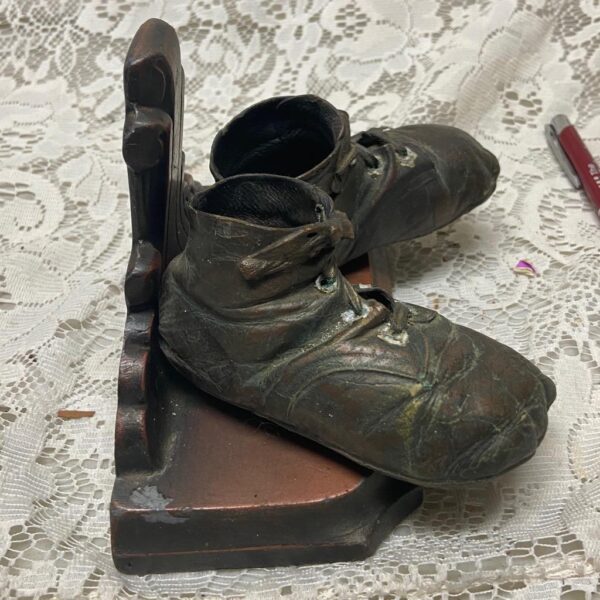 Vintage, Copper Coated Baby Shoes With Copper Stand