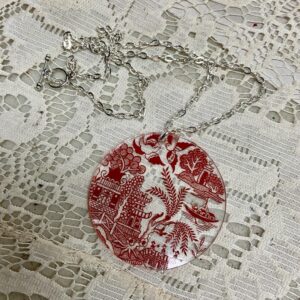 Red Willow Pendant Necklace 2in D -18in Chain