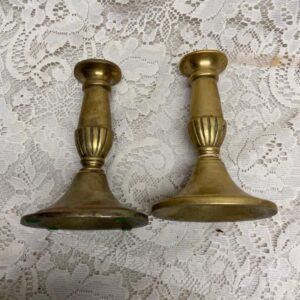 Pair of 19th C Bronze Candleholder 6in x 4in x 3in