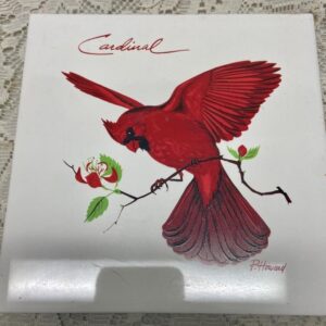 Vintage Red Cardinal Ceramic Tile Trivet or Teapot Stand