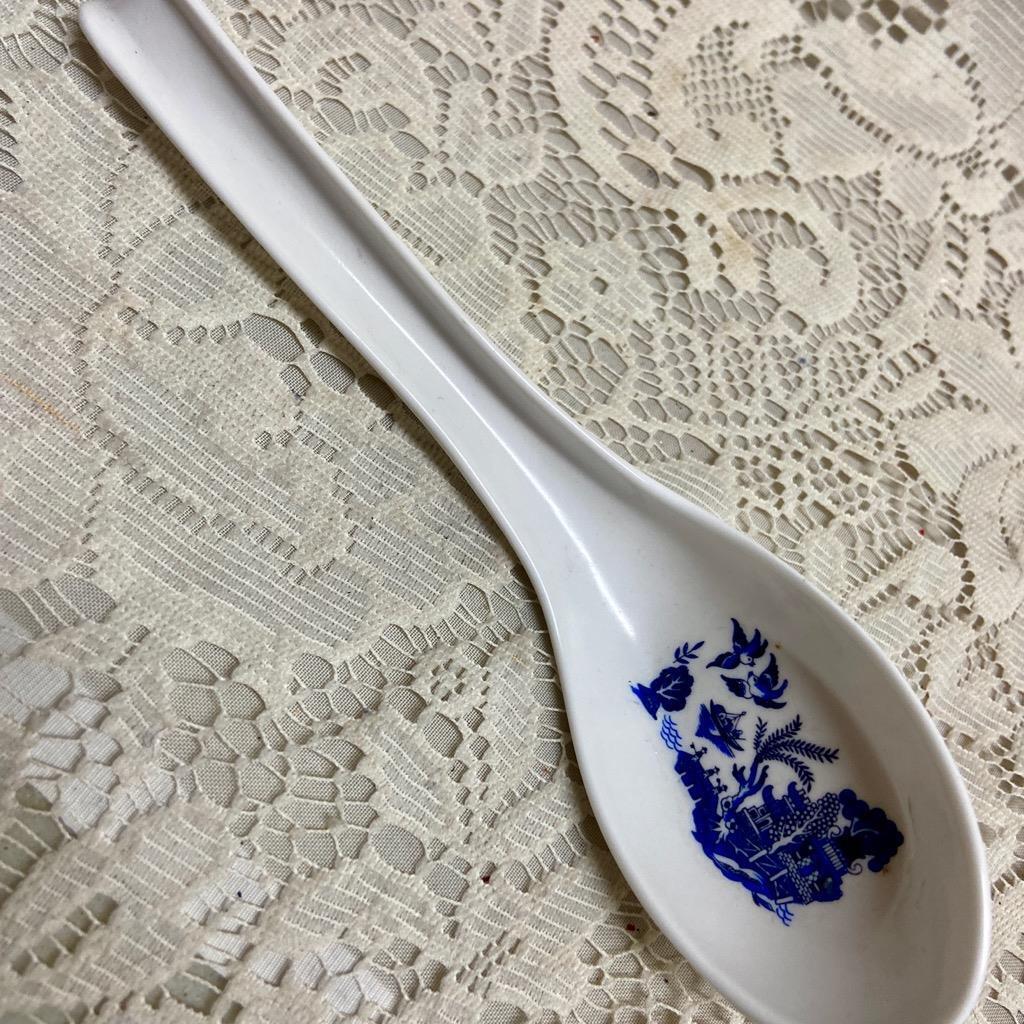 Blue Willow Melamine Soup Spoon 8in x 2in