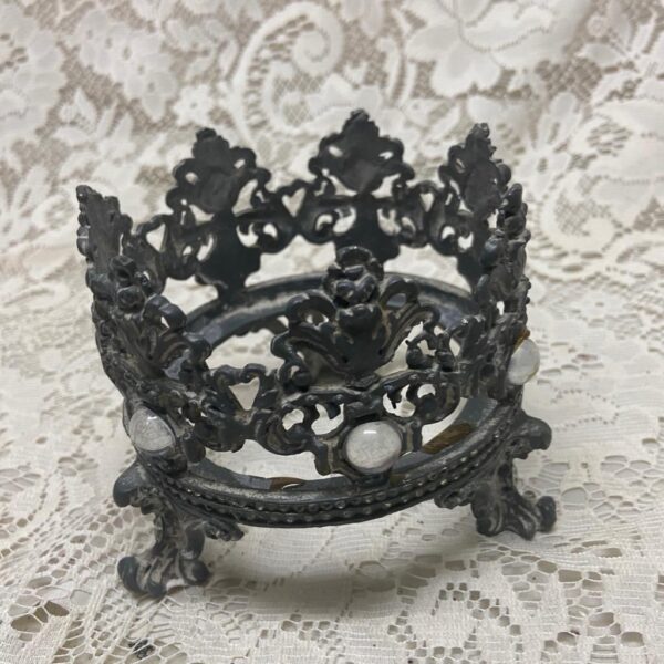 Vintage, Figural Crown Wine Bottle Holder or Candle Stand 4in x 4in