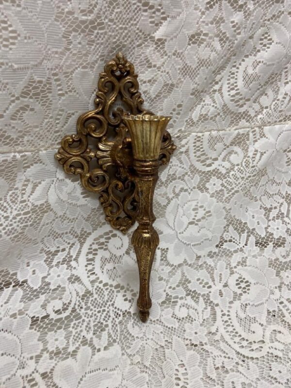 Vintage, Brass Sconce- Candle Holder 11in x 6in x 4in