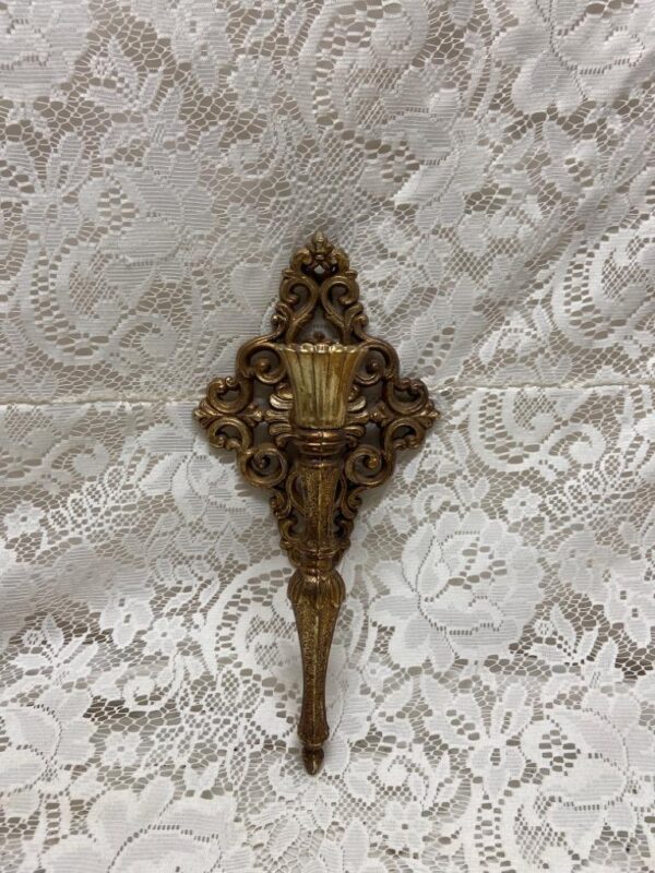 Vintage, Brass Sconce- Candle Holder 11in x 6in x 4in