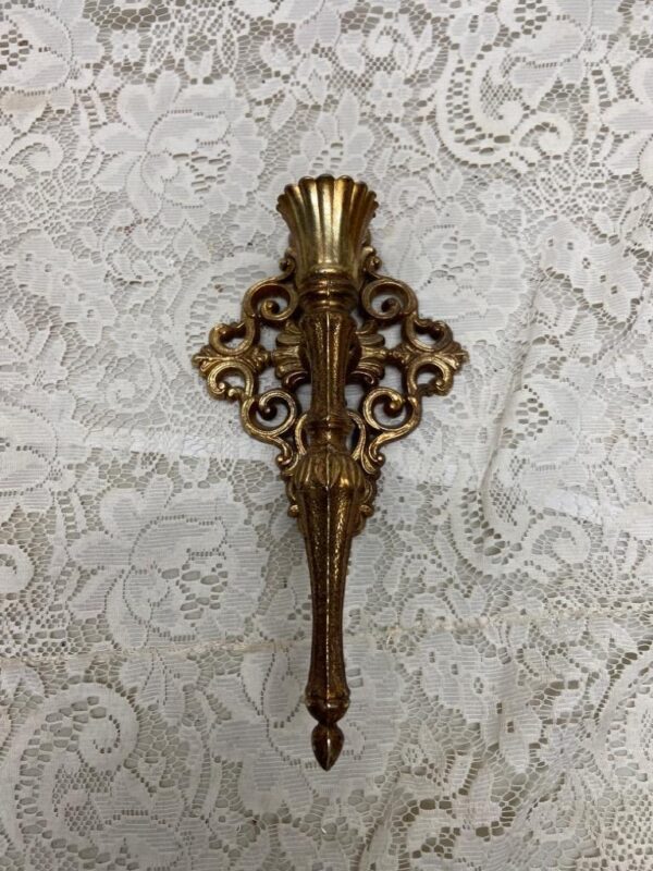 Vintage, Brass Sconce- Candle Holder 11in x 6in x 4in