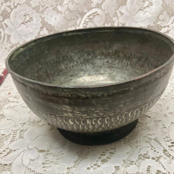 Vintage, Iranian Pewter- Copper, Bowl 4in H x 7.5in D