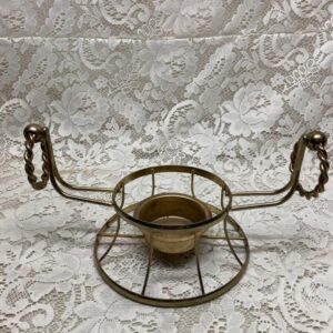 Round Brass Food Server- Warmer. 11in x 7in x 5.5in