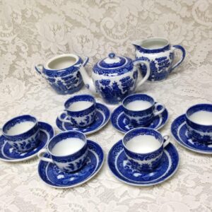 Antique, Rare, Allertons Ltd.,England, 17pc Blue Willow DemitasseTea Set