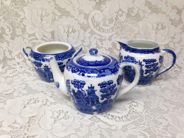 Antique, Rare, Allertons Ltd.,England, 17pc Blue Willow DemitasseTea Set