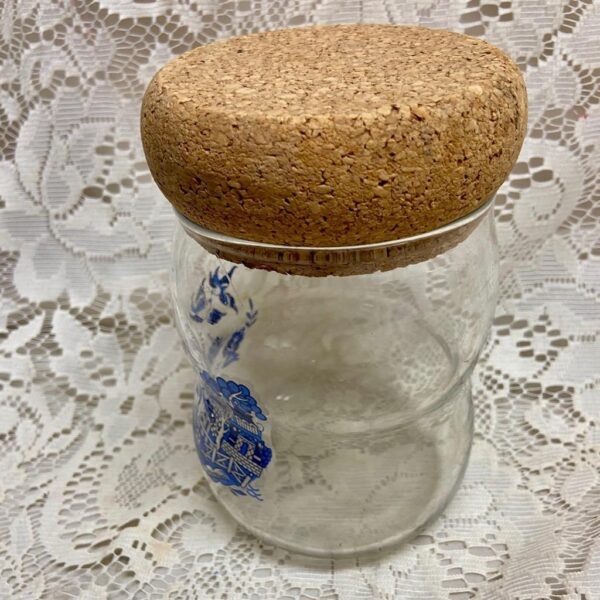 Vintage Blue Willow Glass Canister Set w/ Cork Seal or Lid