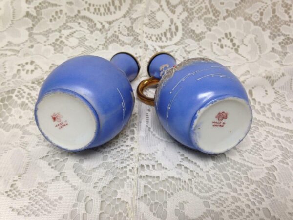 1920s, Japan, Rare, Moriage, Variant Gaudy Blue Willow 5pc Condiment Set