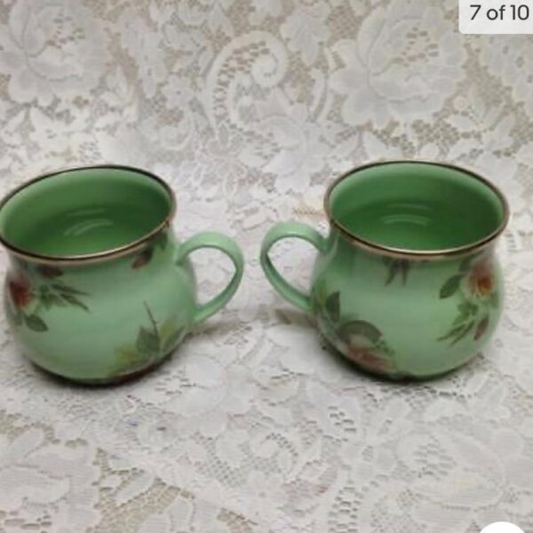 Vintage, MacKenzie Childs Green Enamelware 5pcTea Set