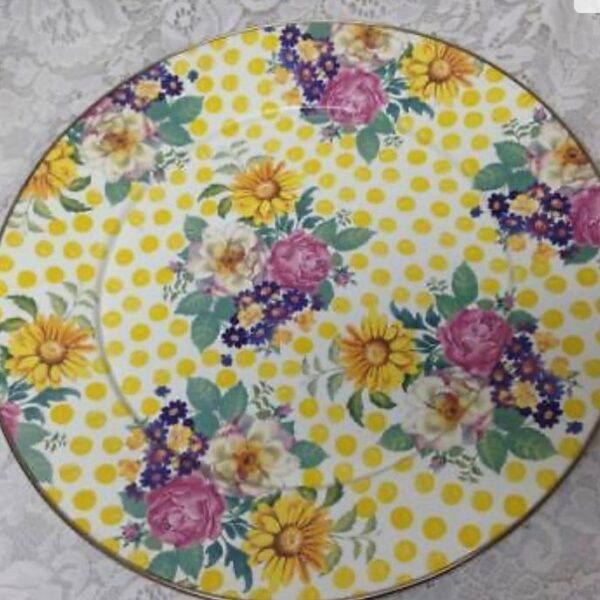 MacKenzie Childs, Rare Buttercup Polka Dot Cake Platter 16in D x (pmt2t) This i