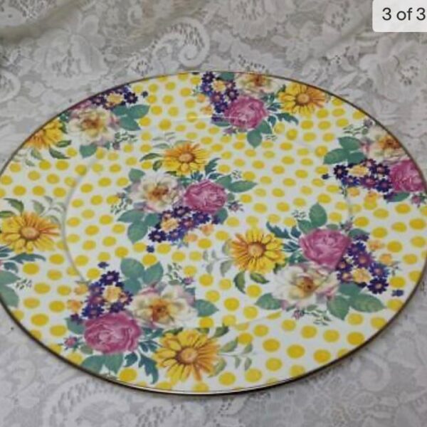 MacKenzie Childs, Rare Buttercup Polka Dot Cake Platter 16in D x (pmt2t) This i