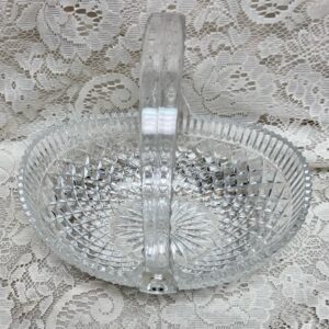 Vintage, Heavy, Diamond Pressed Glass Basket