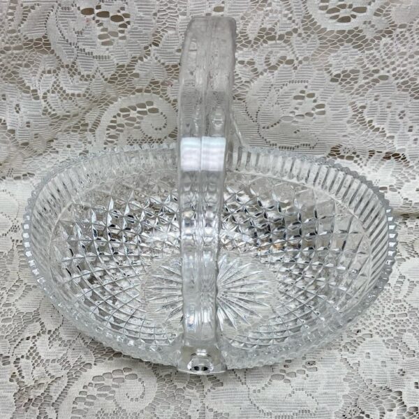 Vintage, Heavy, Diamond Pressed Glass Basket