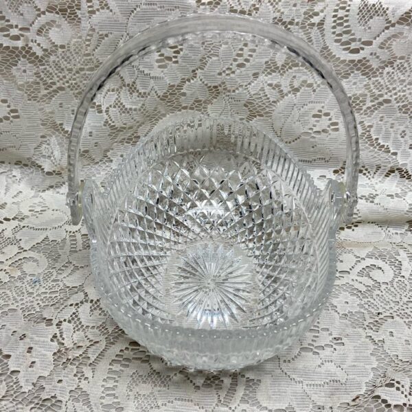 Vintage, Heavy, Diamond Pressed Glass Basket