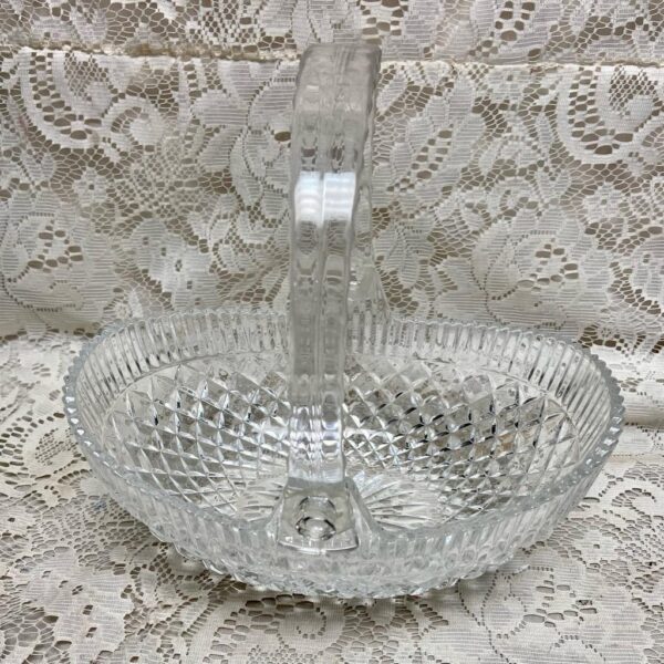 Vintage, Heavy, Diamond Pressed Glass Basket