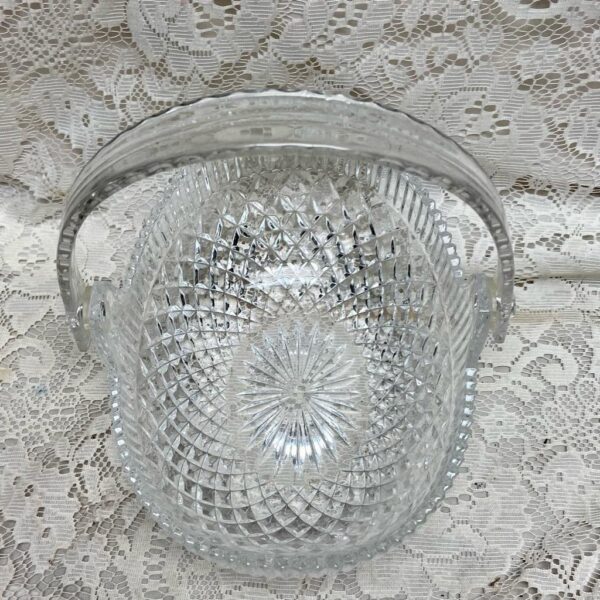 Vintage, Heavy, Diamond Pressed Glass Basket