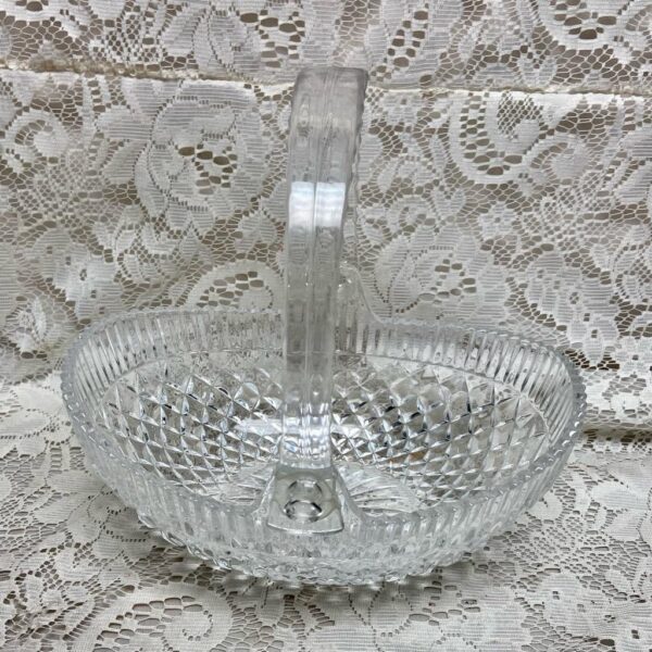 Vintage, Heavy, Diamond Pressed Glass Basket