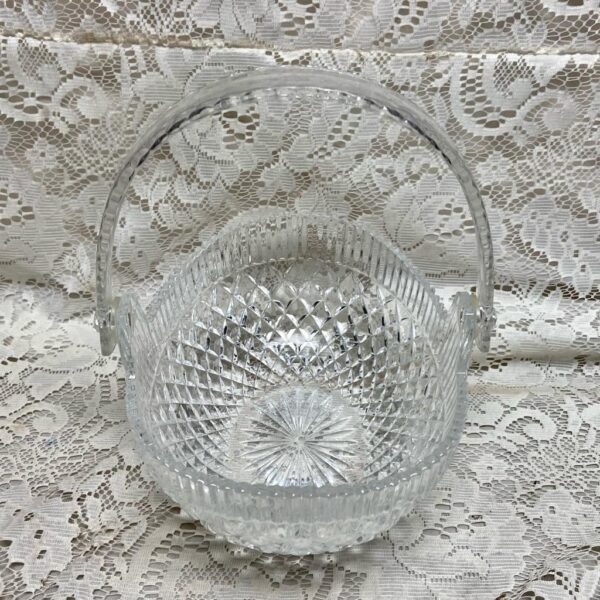 Vintage, Heavy, Diamond Pressed Glass Basket