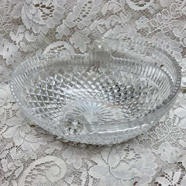 Vintage, Heavy, Diamond Pressed Glass Basket