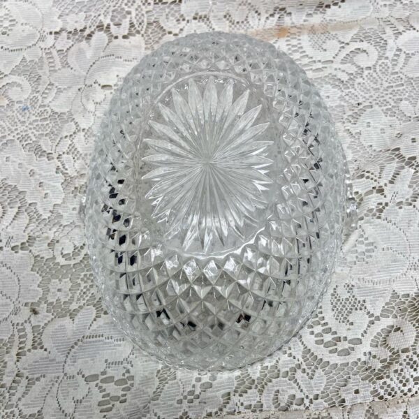 Vintage, Heavy, Diamond Pressed Glass Basket