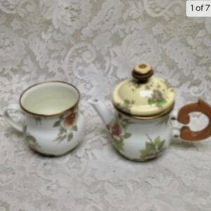 1995 Camp MacKenzie Childs Ltd., White Floral Enamelware, 3pcTea Set (2Z1021) T