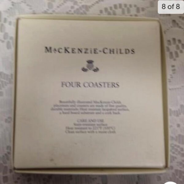 MacKenzie Childs Courtley Check, 4pc Coaster Set in Original Box