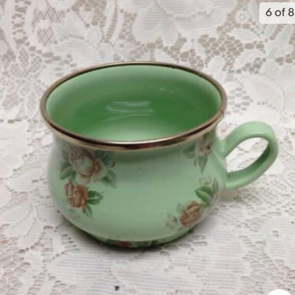 1995 Camp MacKenzie Childs Ltd., Green Floral Enamelware, 3pcTea Set