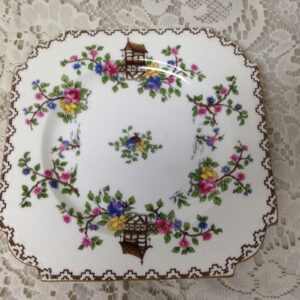 Vintage, Aynsley England, Variant Gaudy Blue Willow 7in Square Bread-Salad Plate