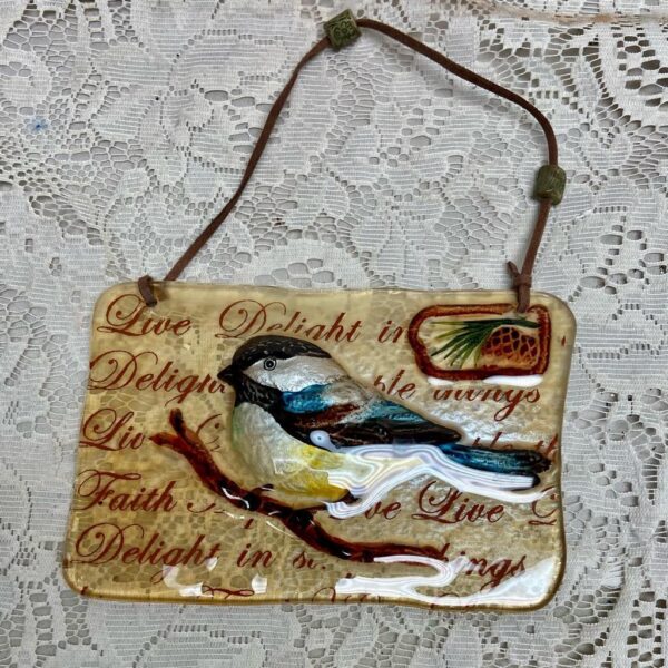 Vintage, Bird Art Glass Wall Hanging Decor