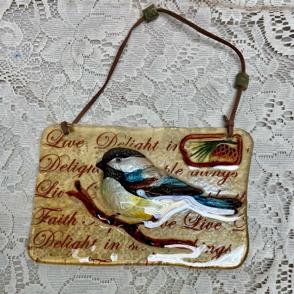 Vintage, Bird Art Glass Wall Hanging Decor