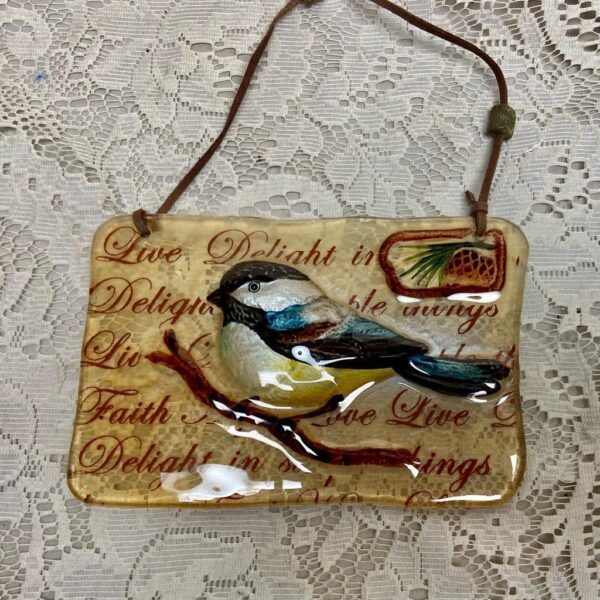 Vintage, Bird Art Glass Wall Hanging Decor