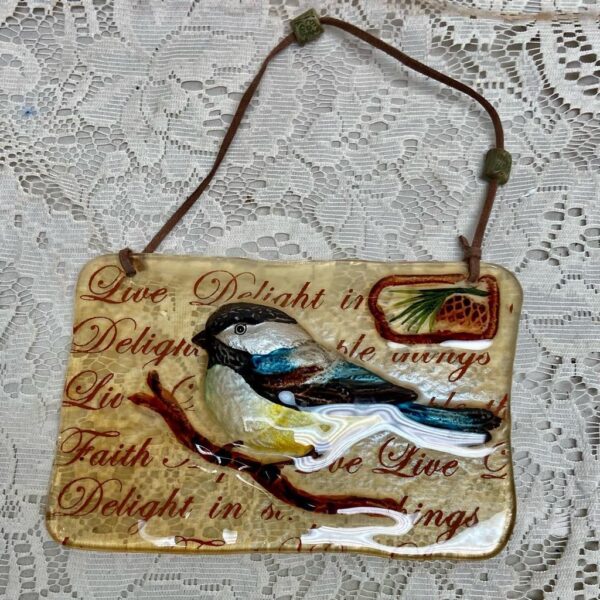 Vintage, Bird Art Glass Wall Hanging Decor