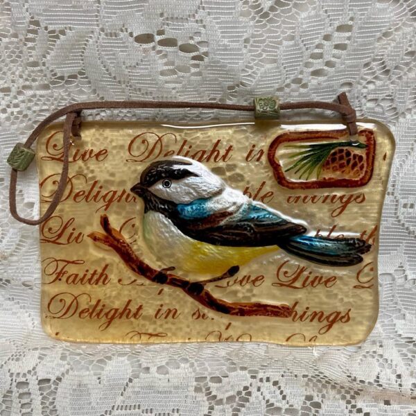 Vintage, Bird Art Glass Wall Hanging Decor