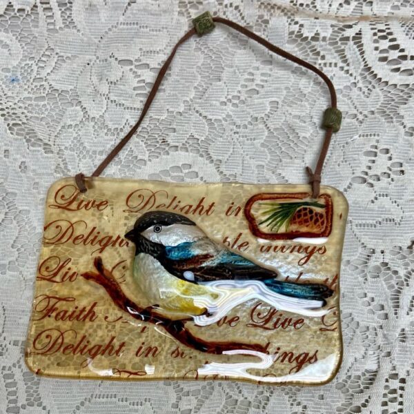 Vintage, Bird Art Glass Wall Hanging Decor