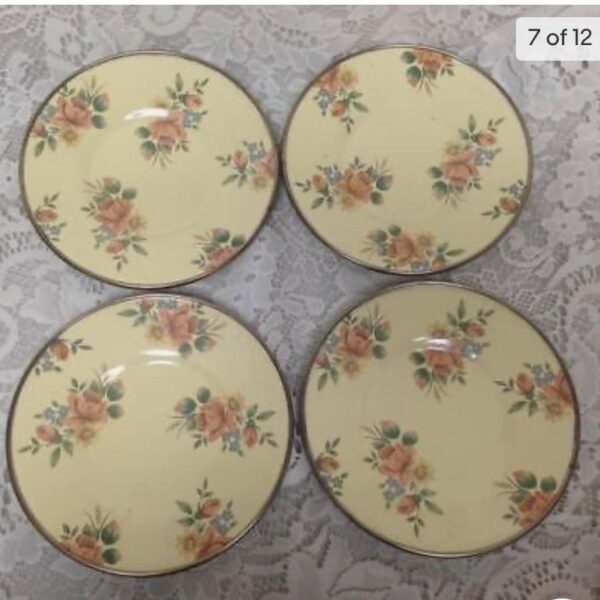 1983 Camp MacKenzie Childs Ltd., Beige Floral Enamelware, 11pcTea Set