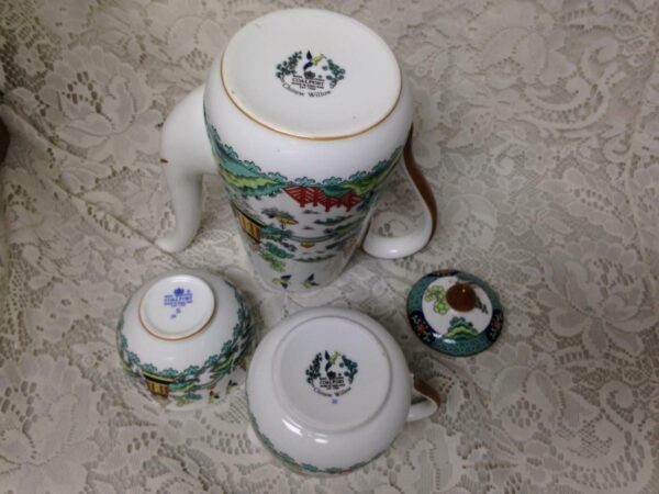 Vintage, Rare, Coalport England, Polychrome, Gaudy Blue Willow 11pc Tea Set