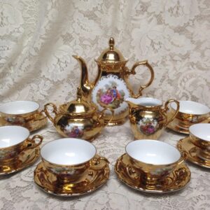 Vintage Rare, German, Gilded 17pc Tea Set