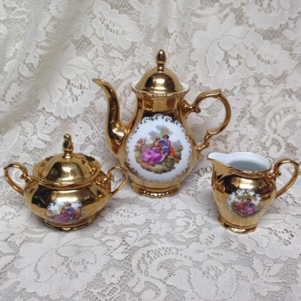 Vintage Rare, German, Gilded 17pc Tea Set