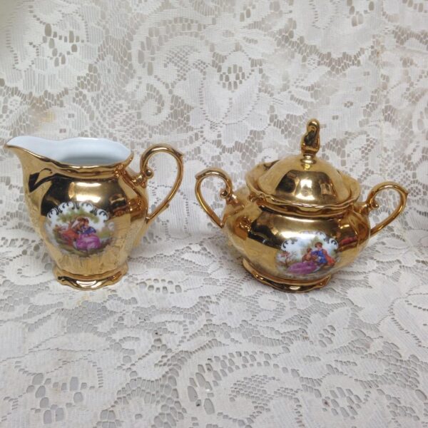 Vintage Rare, German, Gilded 17pc Tea Set