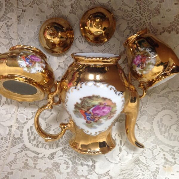 Vintage Rare, German, Gilded 17pc Tea Set