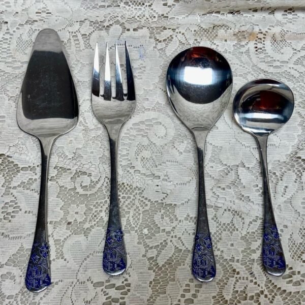 Vintage, 4-pc Oxford Hall, Korea, Blue Willow Hostess Set