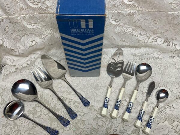 Vintage, 4-pc Oxford Hall, Korea, Blue Willow Hostess Set